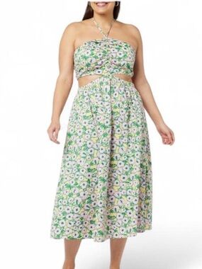 The Drop Brinda Floral cutout halter midi Dresss XXL